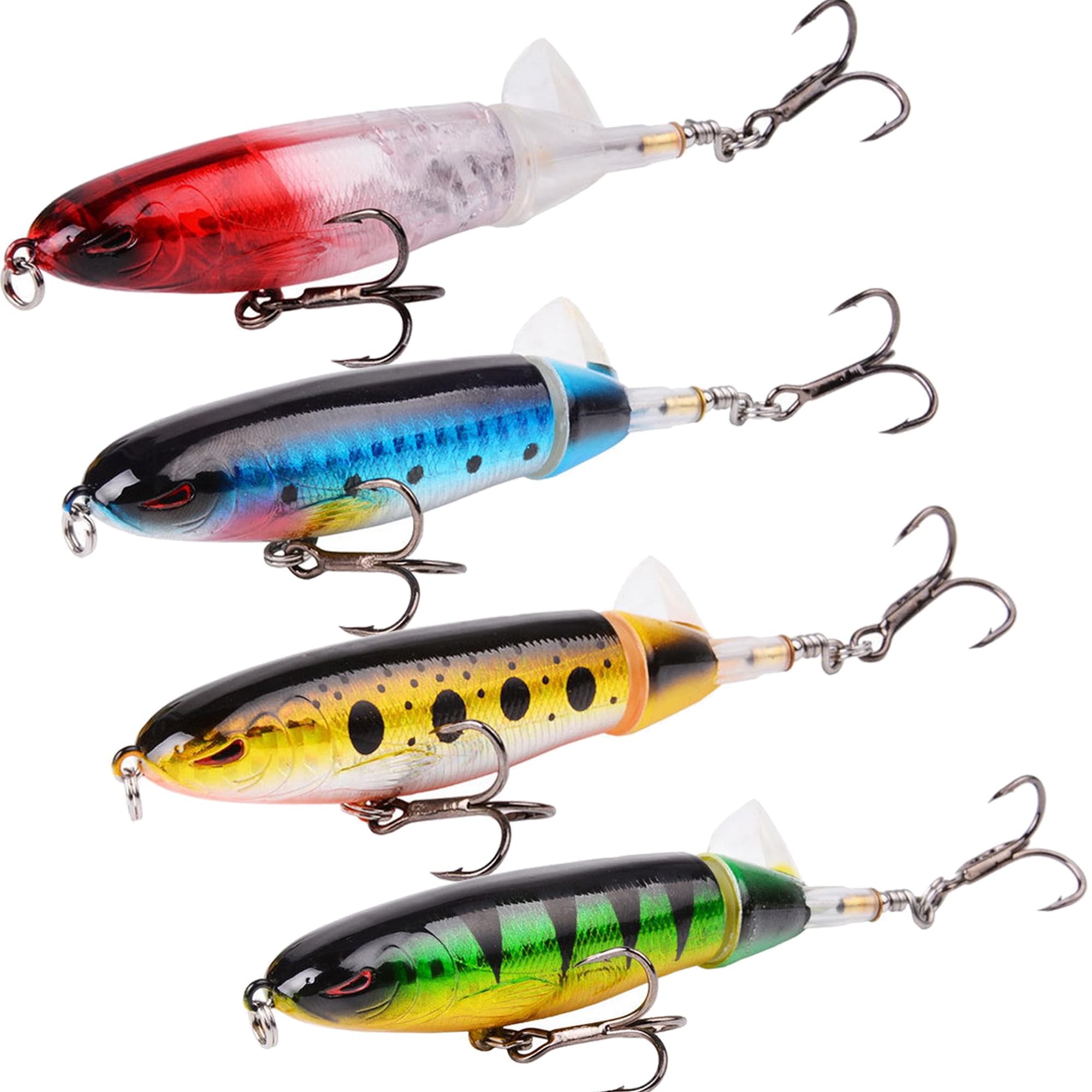 YUEMING 4-Piece Fishing Lure Set - Artificial Bait, Life-like Topwater Lures with Rotating Tail, 10cm, 13g, for Freshwater & Saltwater Fish