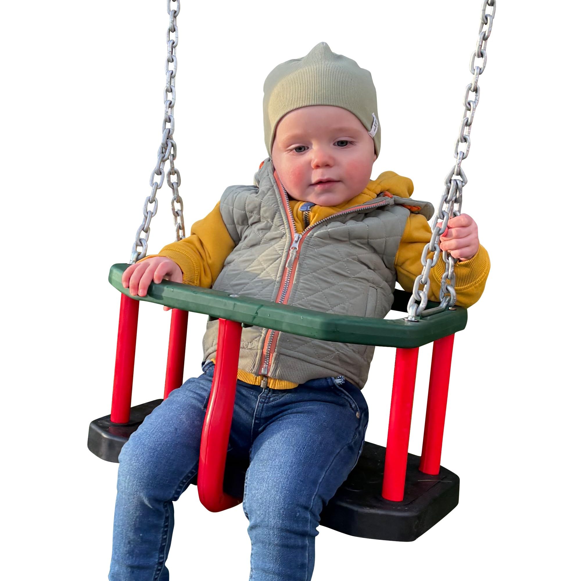 Baby Swing Seat Outdoor with Chains – Heavy Duty Toddler Garden Swing for Climbing Frame or Swing Set – Full Bucket Seat for Babies 6–36 Months – EN1176 Compliant