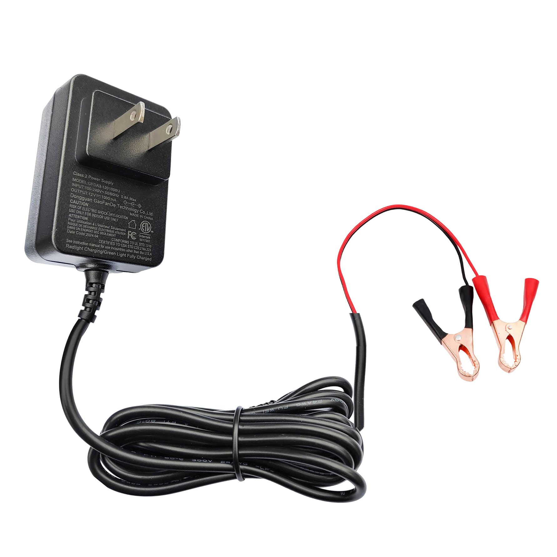 Photo 1 of 12V 1000mA Automotive Trickle Charger Charger, Battery Maintainer 12 Volt 1Amp, Float Charger and Desulfator for Car Motorcycle, ATV for Lead-Acid & Lithium Batteries (12V1000MA)