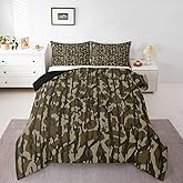 Feelyou Camouflage Bedding Set Full Size Kids Camo Comforter Set for Boys Girls Teens Military Style Duvet Quilt Breathable Soft Lightweight Microfiber Army Green Room Decor