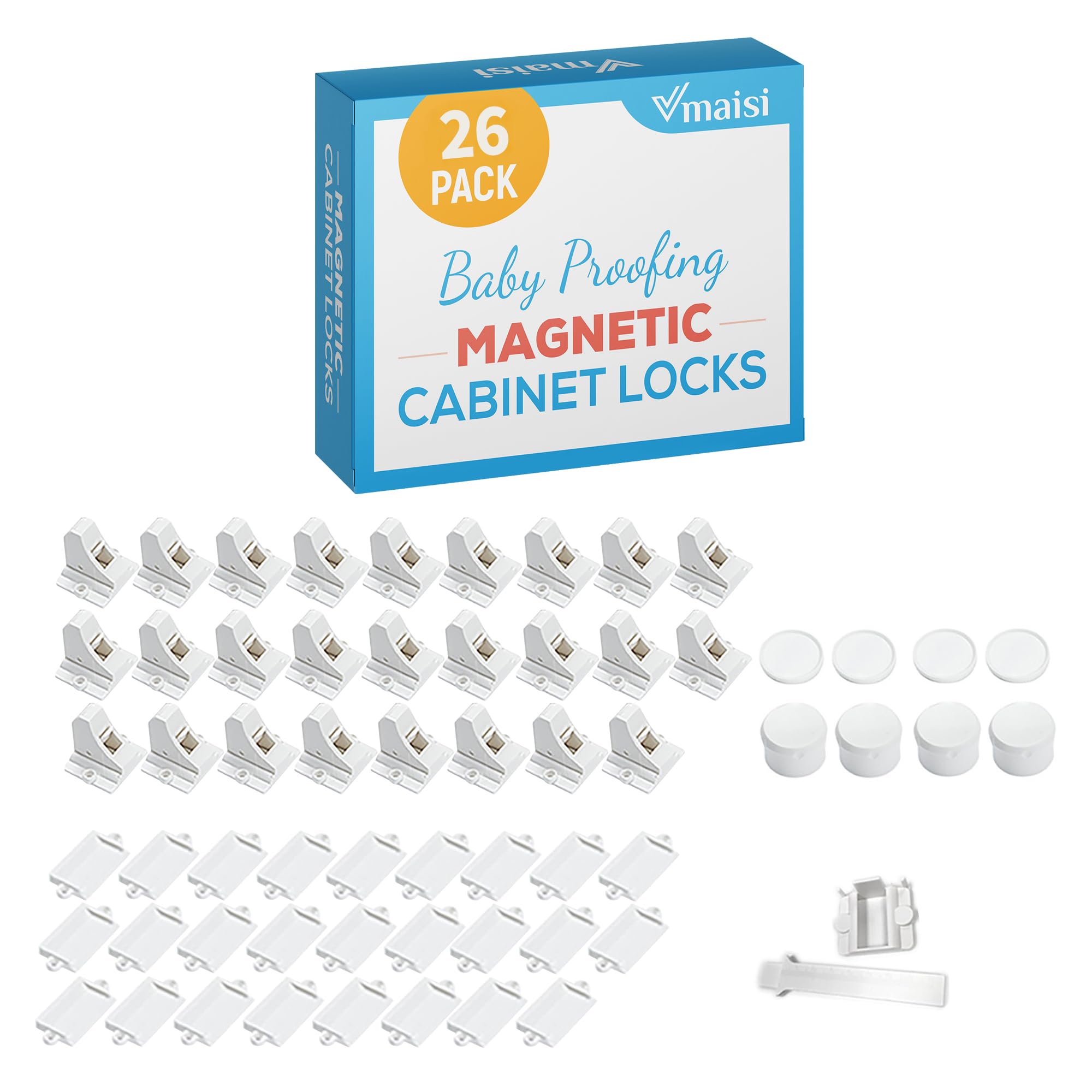 Vmaisi ChildProof Magnetic Cabinet Locks (26 Locks and 4 Keys) Image
