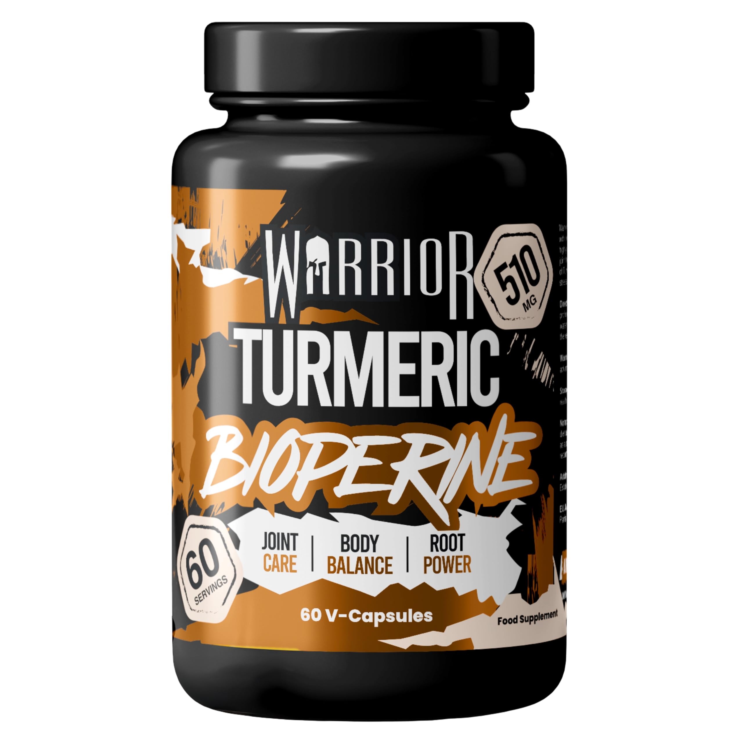 Warrior Turmeric Curcumin with Bioperine, 510mg – Turmeric and Black Pepper Capsules for Joint Health, Blood Sugar Balance, and Inflammation Relief – Immune System Booster Supplement – 60 Tablets