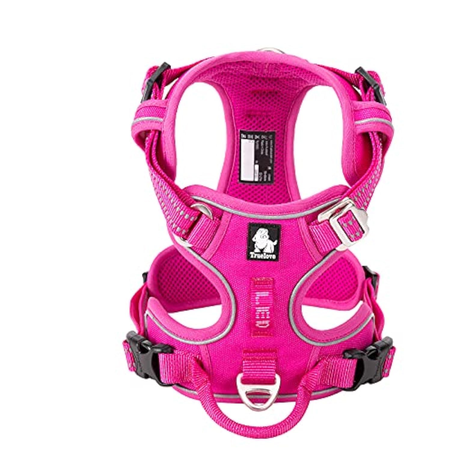 WINHYEPET True Love No Pull Dog Harness Extra Reflective Pet Harness for Small Medium Large Dogs Adjustbale for Running Walking Padded Soft Mesh Vest Easy Control TLH56512(Fushcia,L)