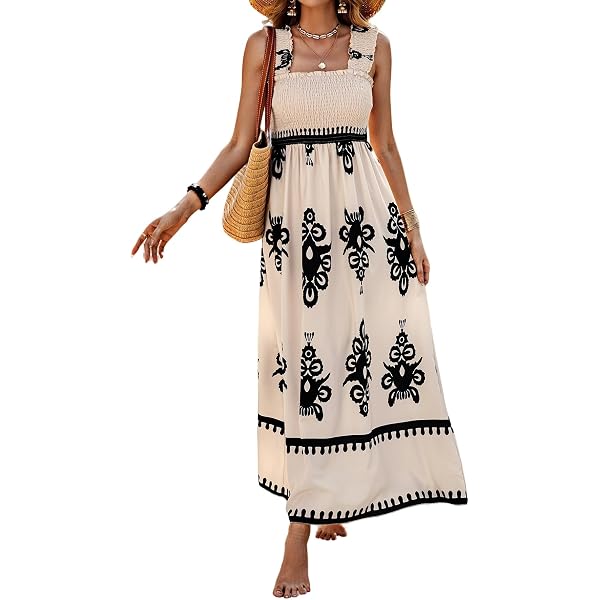 Floerns - Vestido Largo Tribal Para Mujer, Sin Mangas, Sin