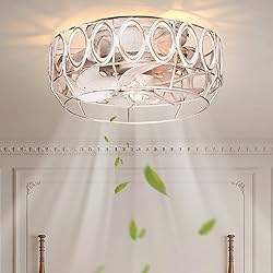 MOBEYU 12.5" Caged Ceiling Fans with Lights，Flush