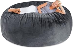 GQZGGXX Bean Bag Chair Cover, Durable Comfortable PV Fur Sofas Faux Sofa Living Room Bed Large Chairs for Adults (No Filler,Cover only) 6ft Dark Grey