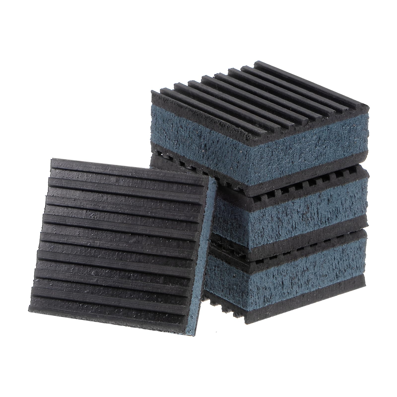 Kozelo 4pcs EVA Foam Rubber Anti Vibration Pads -[2" x 2" x 7/8"] Isolation Rubber Pads, Anti-Slip, for HVAC System and Washer, Black and Blue