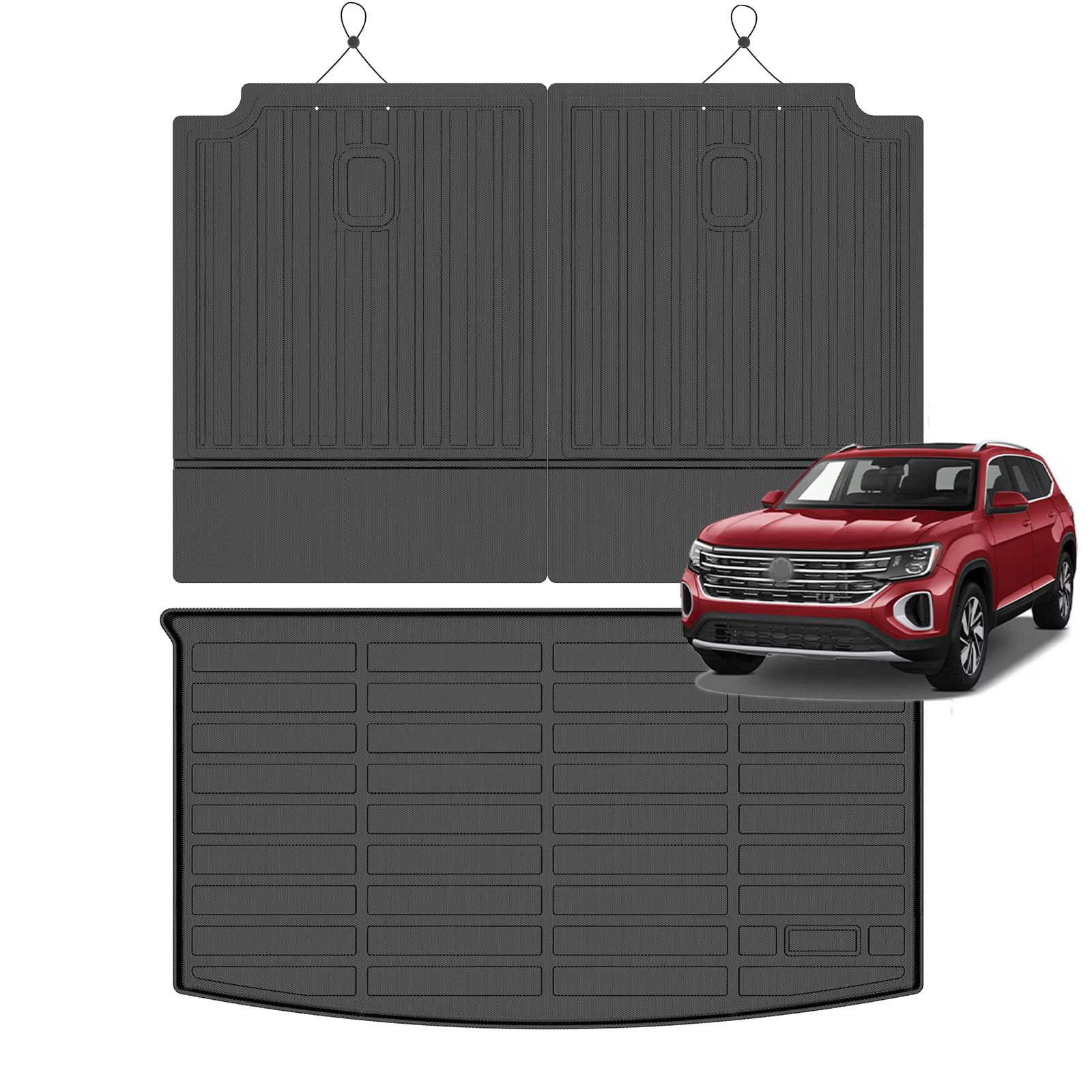 Jenofa-Cargo Mats for VW Atlas 2018-2026 7 8 Seats Backrest Mats Automotive Custom Car Mat for Volkswagen Atlas All Weather Protection Trunk Liner Accessories Rear Seat Back Mats Image