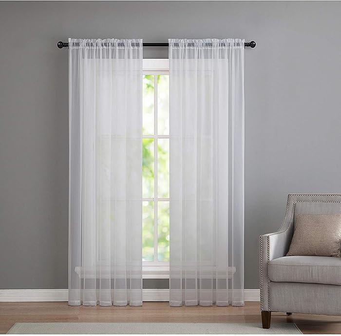 GoodGram 2 Pack: Basic Rod Pocket Sheer Voile Window Curtain Panels - Assorted Colors & Sizes (White, 63 in. Long Pair) GoodGram 2 Pack: Basic Rod Pocket Sheer Voile Window Curtain Panels - Assorted Colors & Sizes (White, 63 in. Long Pair)