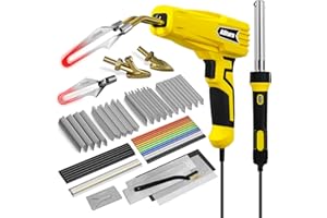 Allturn Plastic Welder,Plastic Welding Kit 3 in 1,Plastic Repair Welder Kit,1000pcs Plastic Welding Staples,Plastic Welding Rods Kit,Repair for Most Thermoset Plastics,Yellow
