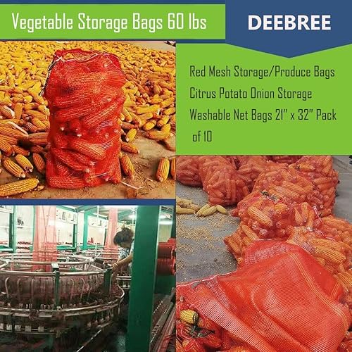 thumbnail image 2 of 8 Pcs Extra Large Produce Bags,Reusable Breathable Vegetable Storage Bags,Heavy Duty Grocery Mesh Bags For Potato Onion Corn Vegetable Storage Red 2 of 12