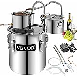 VEVOR Moonshine Still 3Gal 12L Alcohol Distiller Copper Tube with Circulating Pump Home Brewing Kit Build-in Thermometer for 