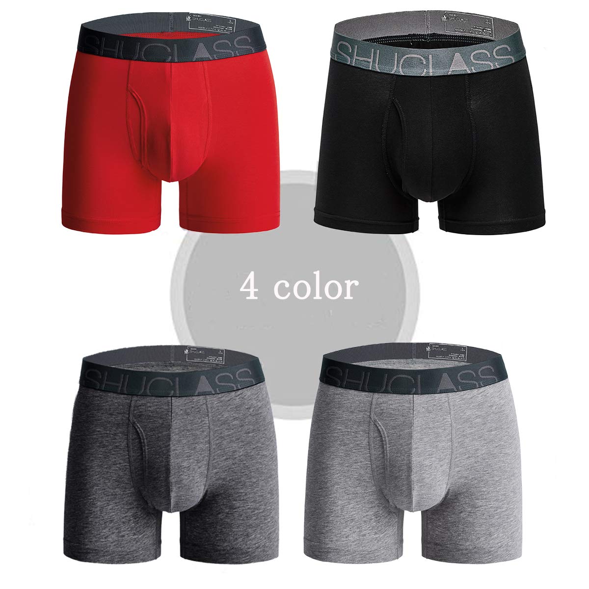 【SHUCLASS】メンズ ボクサーブリーフ セット 耐久 アンダーウェア(black 1枚組 XL)