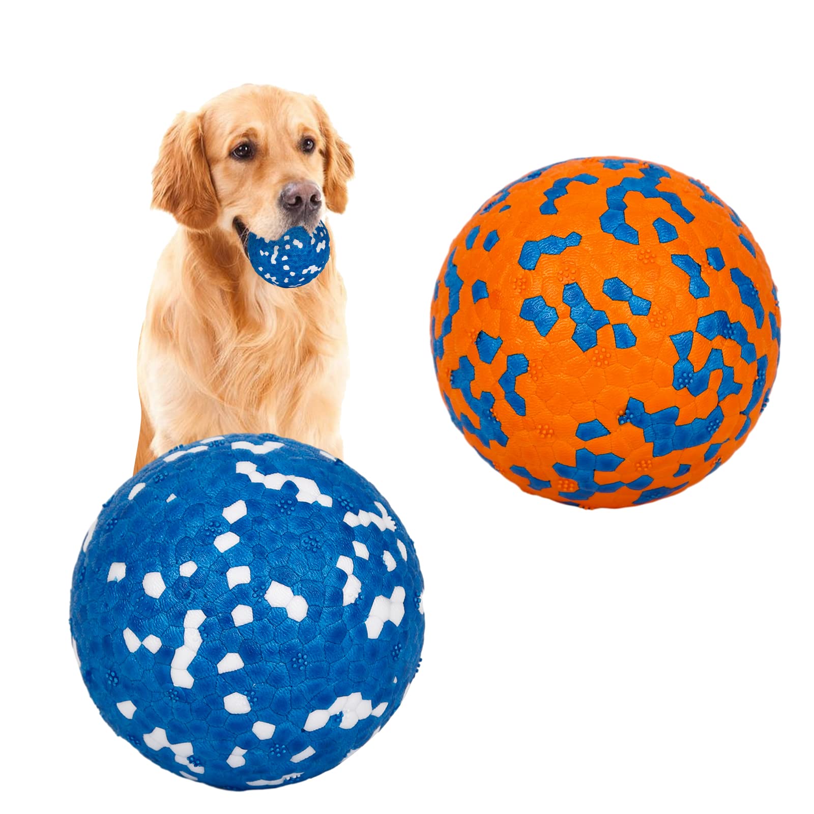 Jodsen 2 Pack Dog Toy, Indestructible High Bounce Rubber Ball, Durable Solid Interactive Teeth Training Toy for Small Medium Large Puppy Water Jump Fetch Play, Multicolor