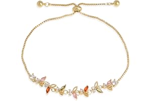 Agriajun Gold Tennis Bracelet for Women Adjustable Slider Shiny Cubic Zirconia CZ Rhinestone Gemstone Chain Summer Bracelets Jewelry Gifts