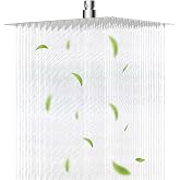 Hibbent All Metal 12 Inch Shower Head, High Pressure Stainless Steel Rain Showerheads, Bathroom Rainfall Showerhead with Ultra-thin Design, Adjustable Brass Ball Joint, Silicone Nozzles, Chrome