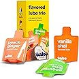 Hello Cake Flavored Lube Trio Sample Pack, Water-Based Flavored Personal Lubricants - Includes Peach Ginger, Vanilla Chai, and Coconut Lime – Made Without Added Sugar & No Aftertaste, 0.34 fl oz Each