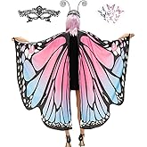 TONAK Butterfly Cape Costume Adult, Halloween Butterfly Wings Costume Women Colorful Festival Butterfl Wings Shawl Cape