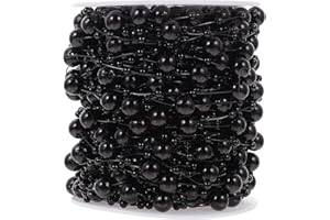 KALLORY Pearl Bead Roll Strand 1 Roll Black Artificial Pearls String Beads for Home Decor and Craft DIY