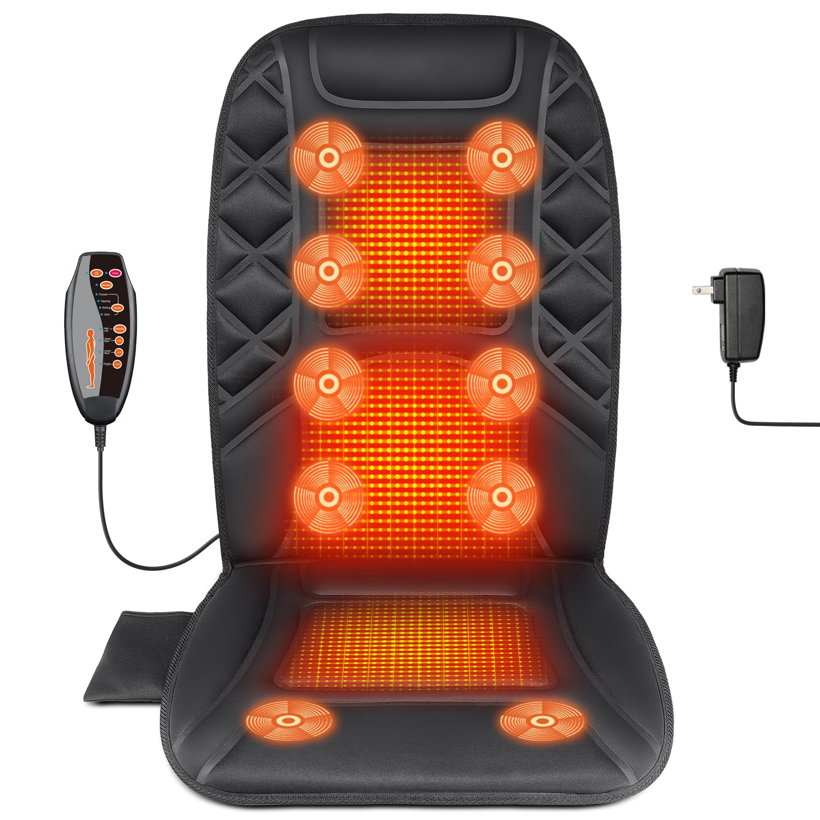 Photo 1 of CARSHION 10 Vibrating Massage Nodes Back Massager Chair Pad for Pain Relief Home Office Use