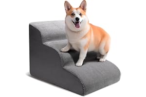 CiWiVOKi Dog Stairs for Small Dogs, Sturdy Foam Dog Stairs for Couches or Beds - 15.7" High Non-Slip Pet Stairs, Sofa Foam Puppy Stairs/Dog Ramps/Dog Steps with 2 Removable Washable Cover