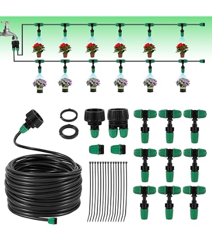 Irrigation System 360° Curved Garden Automatic - 82.02 Ft Hose & 30 ...