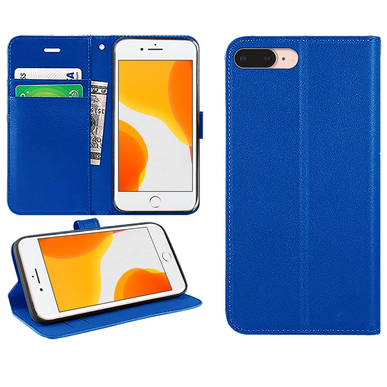 DN-Technology for iPhone 7 Plus/8 Plus Case Flip Wallet [Card Holder] [Magnetic Closure] [Kickstand] PU Leather Phone Cover 5.5 inch (BLUE) — image 1