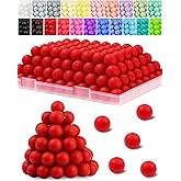120PCS FIVEIZERO Silicone Beads for Keychain Making, 15mm Strawberry Red Round Silicone Rubber Focal Beads Bulk for DIY Crafts, Bracelets, Necklaces, and Pens