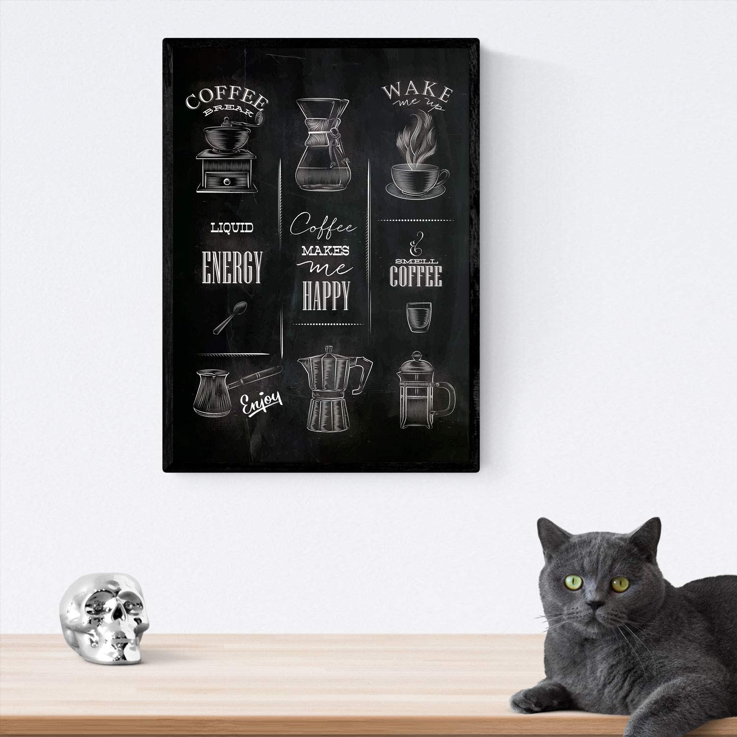 Nacnic foils coffee and wine. Poster with design Coffeemakers. A3 size