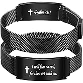 Alissl Cross Bible Verse Bracelet Stainless Steel Adjustable Christian Faith Link Bracelet Christian Religious Gift for Men Women Teenage Son Grandson Confirmation Christmas Stocking stuffers