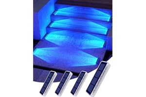 DetarZinLED Blue Solar Lights for Outside,4 Pack Solar Deck Lights Outdoor Waterproof LED,Blue Step Light for Outside,Dock Light Solar Powered Waterproof for Deck,Steps,Dock,Driveway,Stair,Path