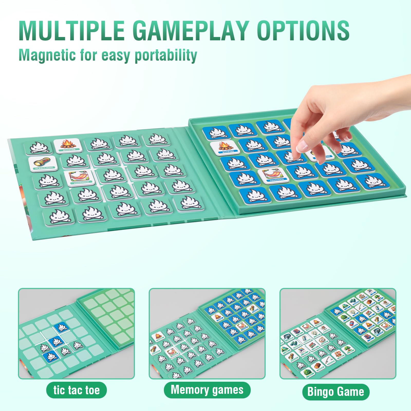 Travofun Magnetic Memory Matching Games for Toddlers Ages 3 +,Travel Games for Kids, Fun Educational Toys for Summer Camp & Road Trips.