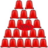 KUUQA 20Pcs Drawstring Backpack Bag Bulk Red Drawstring Bags String Backpack Sport Gym Sack Bags Foldable Storage Bag for Women Men Shopping Gym Travel Sports