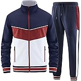 W JIANWANG Men's Casual Tracksuits Long Sleeve Jogging Suits Sweatsuit Sets Track Jackets and Pants 2 Piece Outfit