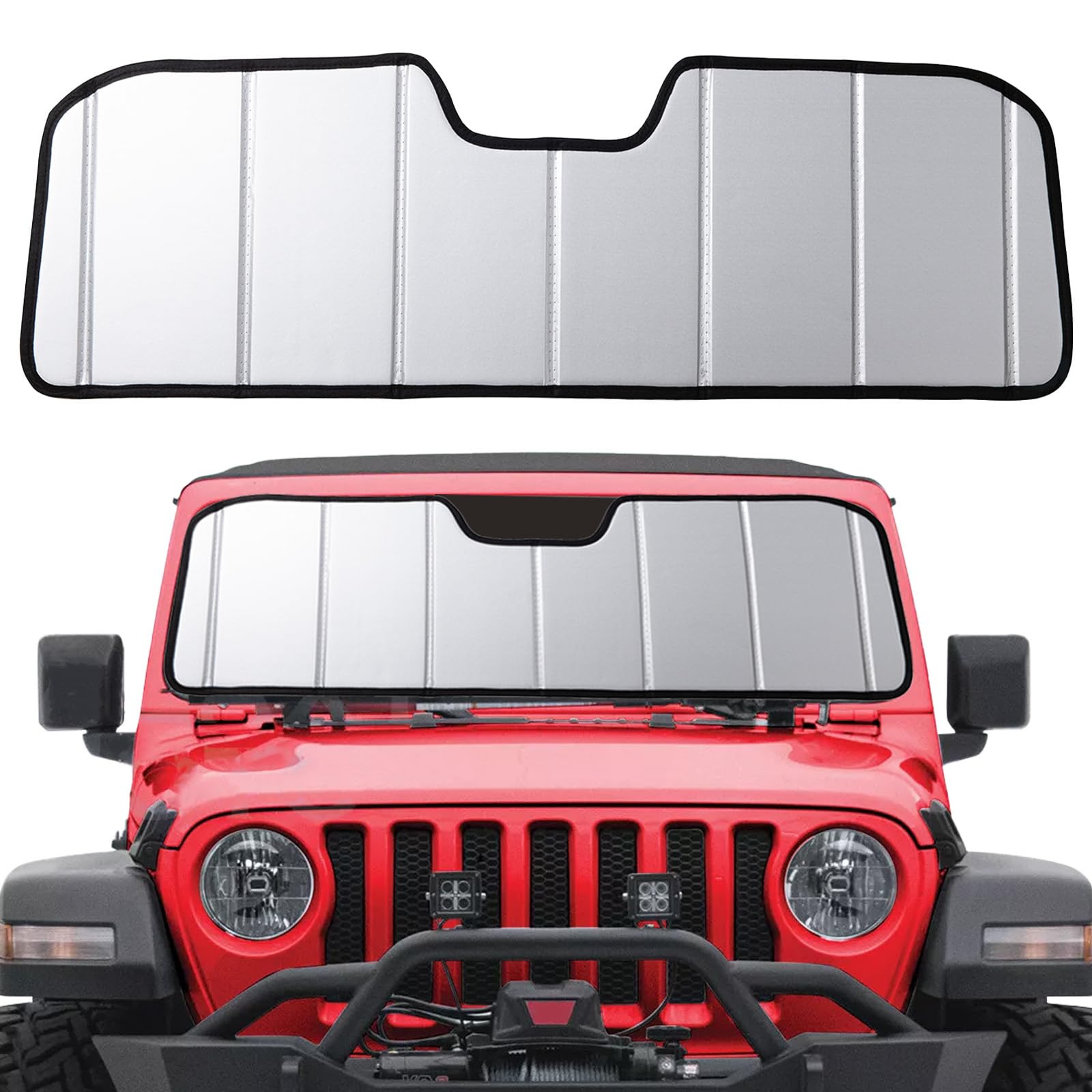 Photo 1 of Automost Windshield Sun Shade Compatible with Jeep 2018-2025 Wrangler JL,2020-2025 Gladiator Custom-fit Foldable Sun Visor Window Sunshade with Storage Bag