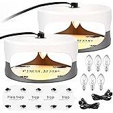 Flea Traps for Inside Your Home with Refills Sticky Pads &amp; Light Bulbs | 2 Pack Flea Light Trap for Indoor, Bed Bug Killer, Sticky Insect Catcher Natural Fleas Insect Infestation Treatment Trap