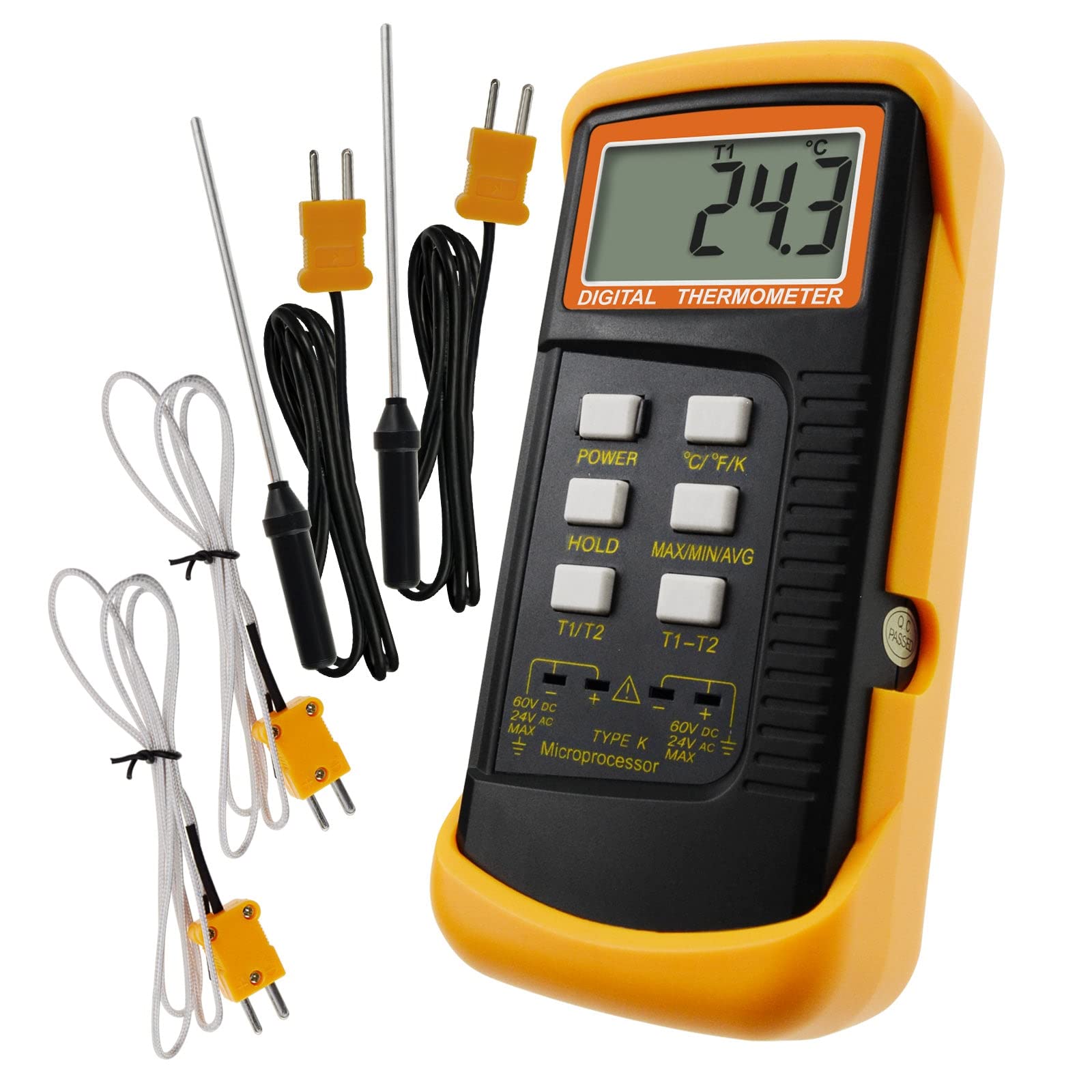 Digital 2 Channels K-Type Thermometer w/ 4