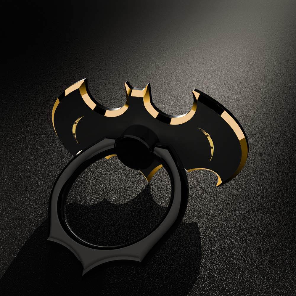 Finger Ring Stand, Bat Cell Phone Ring Stand Holder Kickstand, 180° Flip&360° Rotation Universal Smart Phone iPhone Ring for iPhone X 8 8 Plus 7 7 Plus, Samsung Galaxy, Note, PSP (Bat1-Black)