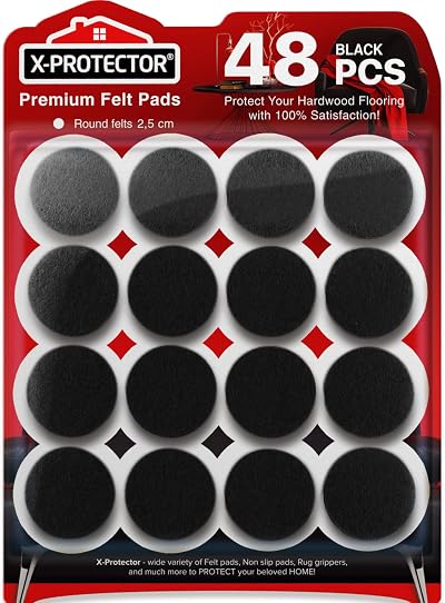 X-Protector Chair Pads 48-Pack 25mm Felt Furniture Floor Protectors