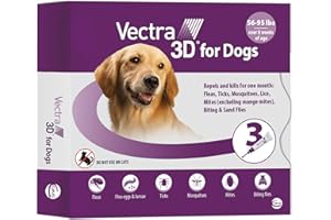 Vectra 3D for Dogs Flea, Tick & Mosquito Treatment & Prevention for Large Dogs (56 to 95 lbs) , 3 month supply