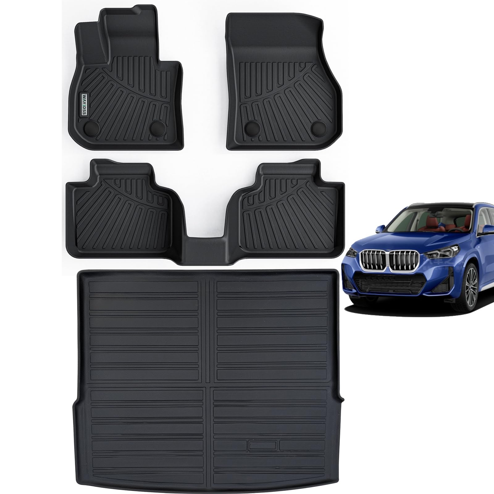 Photo 1 of WAYIDSS Floor Mats & Trunk Mat for BMW X1 2023 2024 2025,TPE All Weather Protection 1st & 2nd Row Car Floor Liners with Cargo Liners Accessories-Black
