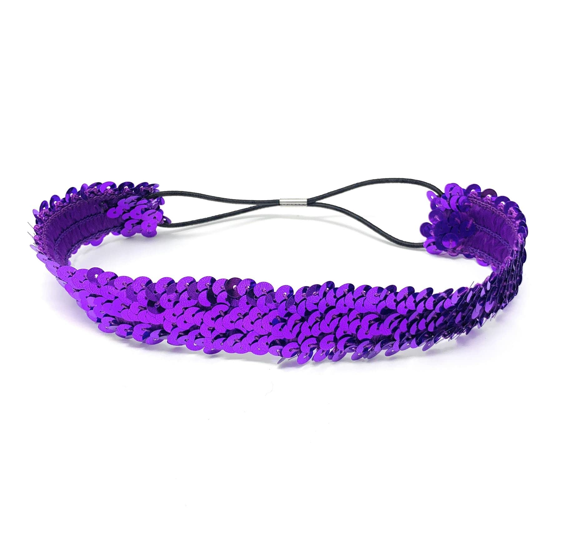 Purple Womens Sequin Polyester Fancy Dress Headband 38 x 3cm