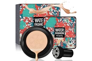 Amazfly Air Cushion CC Cream Mushroom Head Foundation, Moisturizing BB Cream Makeup Long Lasting Matte Concealer Bright Makeup Base Long Lasting with Mushroom Makeup Sponge (Natural)