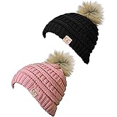 Funky Junque Toddler Pom Beanie – Kids Winter Hat for Ages 1–4, Baby Boy & Girl Knit Beanies, Warm Cozy Knit Snow Hats