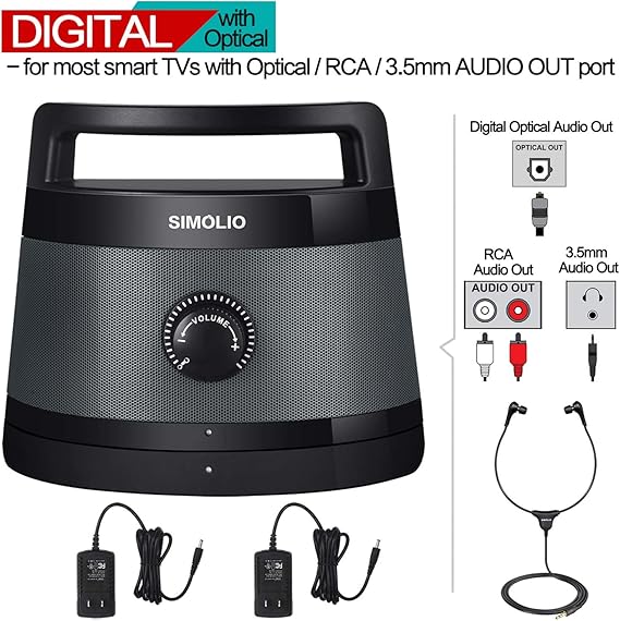 SIMOLIO Wireless TV Speaker with Hearing Aid Technology, Portable Sound