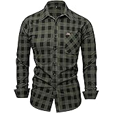Men's Contrast Color Plaid Long Sleeve Cotton Shirt with Brand Embroidered