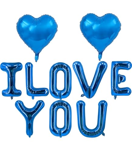 16 Inch 'I Love You' Letter Balloons Kit - Silver Foil, Wedding Anniversary Valentine Party Decor With String & Straw