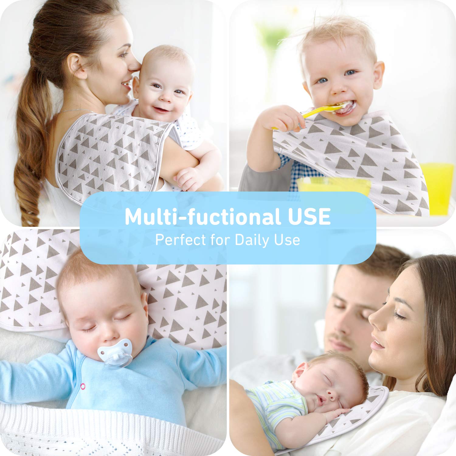 Burp Cloths for Baby Boys and Girls - 5 Pack 100% Combed Cotton Baby Burp Set, Extra Absorbent & Soft Burping Cloth, Burp Clothes, Newborn Towel, Excellent Baby Shower/Registry Gift: Kitchen & Dining