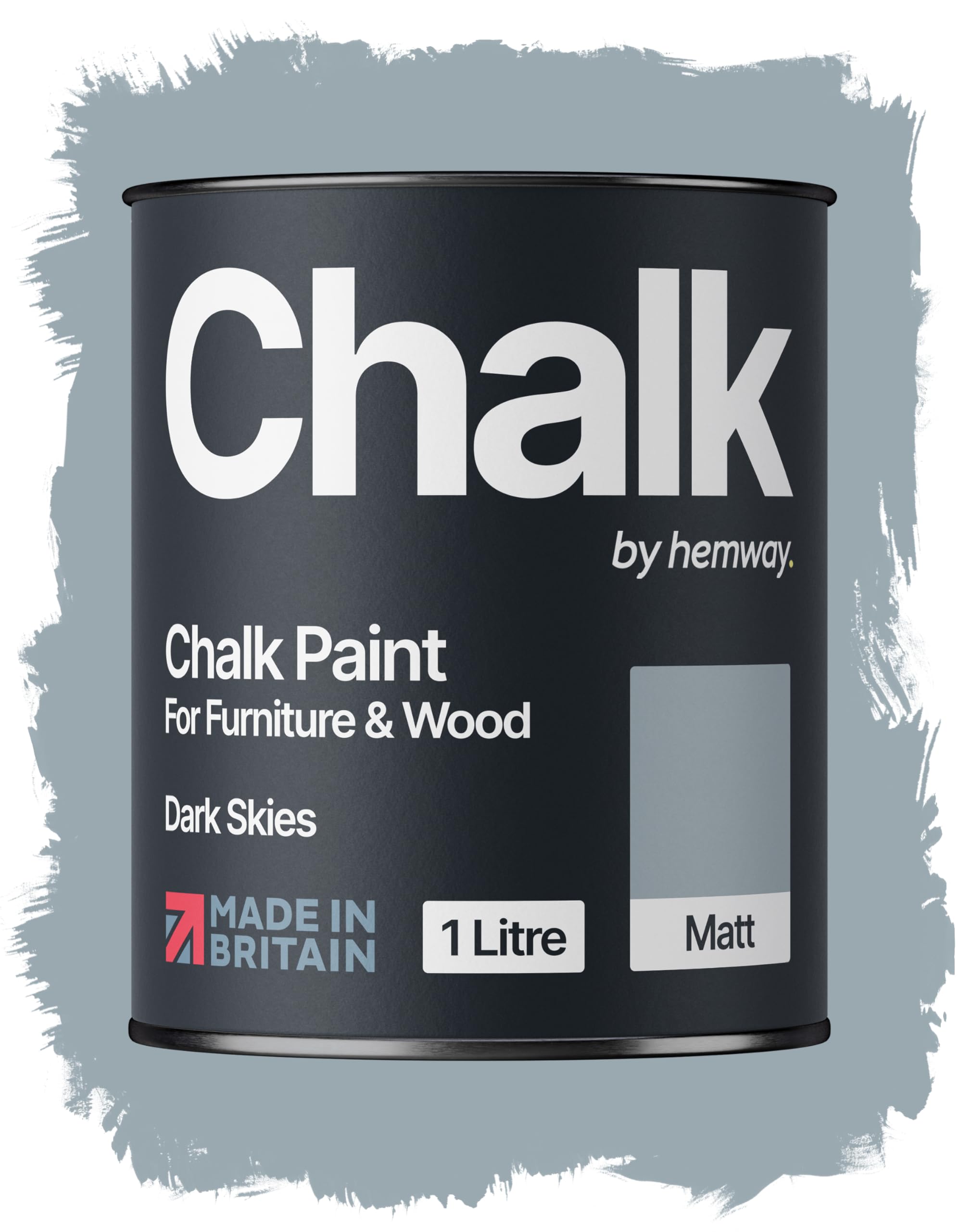 Hemway Chalk Paint Dark Skies Blue Furniture Paint 1L, Matt Finish Shabby Chic, Chalk Furniture & Walls, Quick Dry & 1 Coat