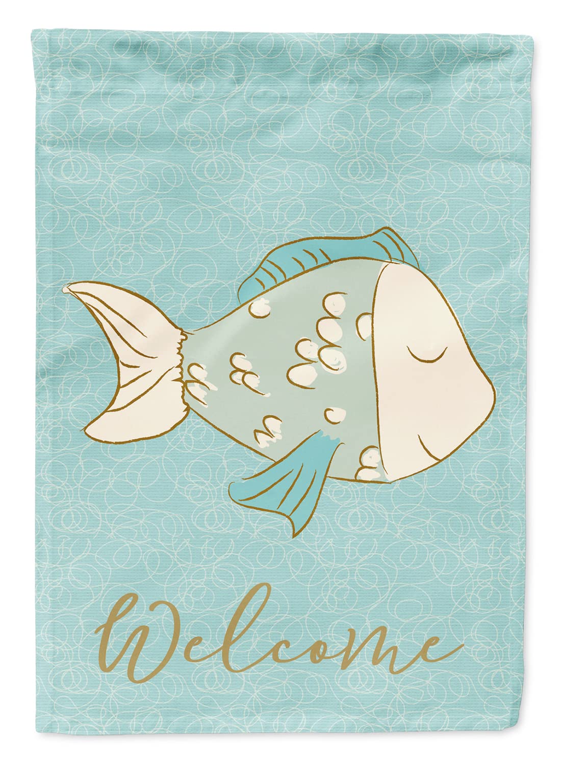 Caroline's Treasures BB8578CHF Blue Fish Welcome Canvas House Flag, Multicolor